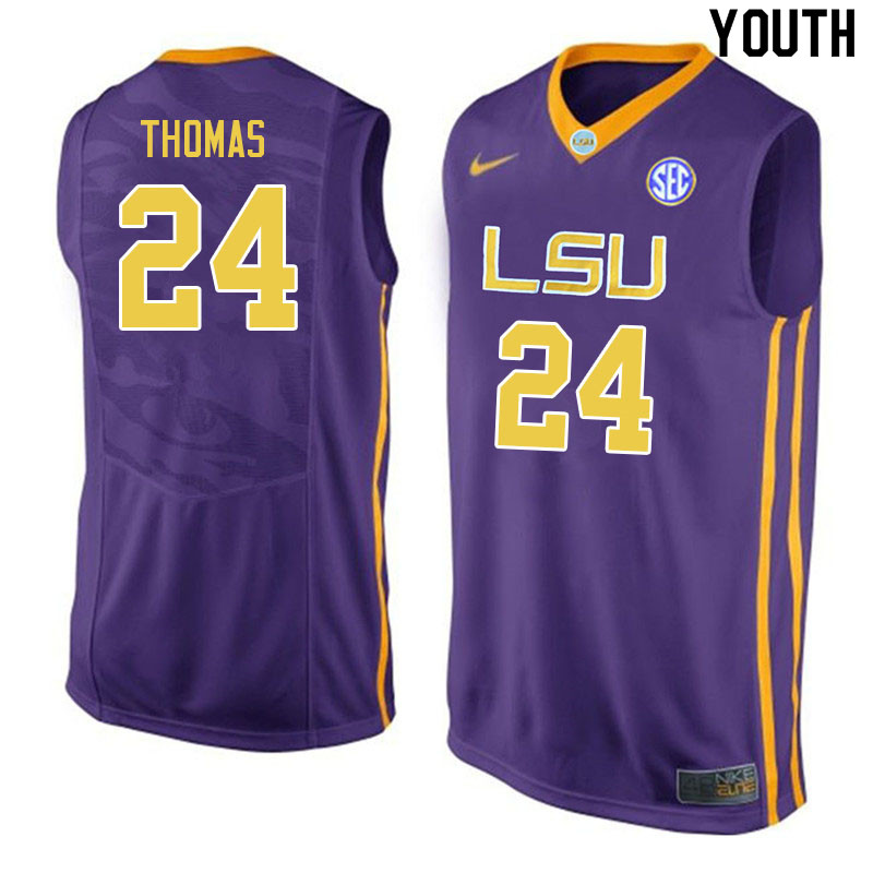 Youth #24 Cameron Thomas LSU Tigers College Basketball Jerseys Sale-Purple